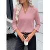 imageEVALESS Blouses for Women Dressy Casual 34 Length Sleeve Lace Patchwork Business Work TopsCoral