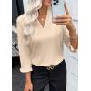imageEVALESS Blouses for Women Dressy Casual 34 Length Sleeve Lace Patchwork Business Work TopsParchment