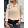imageEVALESS Blouses for Women Dressy Casual 34 Length Sleeve Lace Patchwork Business Work TopsParchment