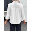 imageEVALESS Blouses for Women Dressy Casual 34 Length Sleeve Lace Patchwork Business Work TopsWhite