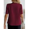 imageEVALESS Blouses for Women Dressy Casual Summer Short Sleeve Button Down Shirts Business Work TopsBurgundy