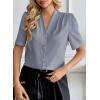 imageEVALESS Blouses for Women Dressy Casual Summer Short Sleeve Button Down Shirts Business Work TopsIvy