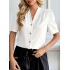 imageEVALESS Blouses for Women Dressy Casual Summer Short Sleeve Button Down Shirts Business Work TopsWhite