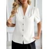imageEVALESS Blouses for Women Dressy Casual Summer Short Sleeve Button Down Shirts Business Work TopsWhite