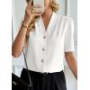 imageEVALESS Blouses for Women Dressy Casual Summer Short Sleeve Button Down Shirts Business Work TopsWhite