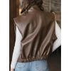 imageEVALESS Faux Leather Jacket Women Sleeveless Motorcycle Coat Zip Up Vest Jackets Fall Fashion Outfits Winter ClothesBrown