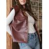 imageEVALESS Faux Leather Jacket Women Sleeveless Motorcycle Coat Zip Up Vest Jackets Fall Fashion Outfits Winter ClothesBurgundy