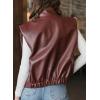 imageEVALESS Faux Leather Jacket Women Sleeveless Motorcycle Coat Zip Up Vest Jackets Fall Fashion Outfits Winter ClothesBurgundy