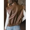 imageEVALESS Faux Leather Jacket Women Sleeveless Motorcycle Coat Zip Up Vest Jackets Fall Fashion Outfits Winter ClothesCoffee