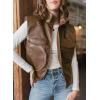 imageEVALESS Faux Leather Jacket Women Sleeveless Motorcycle Coat Zip Up Vest Jackets Fall Fashion Outfits Winter ClothesCoffee