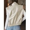 imageEVALESS Faux Leather Jacket Women Sleeveless Motorcycle Coat Zip Up Vest Jackets Fall Fashion Outfits Winter ClothesWhite