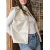 imageEVALESS Faux Leather Jacket Women Sleeveless Motorcycle Coat Zip Up Vest Jackets Fall Fashion Outfits Winter ClothesWhite