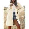 imageEVALESS Fuzzy Fleece Jackets for Women Fashion Long Sleeve Lapel Button Down Long Teddy Coat Faux Fur Warm Winter Outwear1b Beige