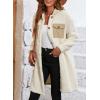 imageEVALESS Fuzzy Fleece Jackets for Women Fashion Long Sleeve Lapel Button Down Long Teddy Coat Faux Fur Warm Winter Outwear1b Beige