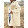 imageEVALESS Fuzzy Fleece Jackets for Women Fashion Long Sleeve Lapel Button Down Long Teddy Coat Faux Fur Warm Winter Outwear1b Beige