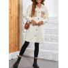 imageEVALESS Fuzzy Fleece Jackets for Women Fashion Long Sleeve Lapel Button Down Long Teddy Coat Faux Fur Warm Winter Outwear1b Beige