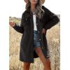imageEVALESS Fuzzy Fleece Jackets for Women Fashion Long Sleeve Lapel Button Down Long Teddy Coat Faux Fur Warm Winter OutwearB Black