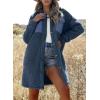 imageEVALESS Fuzzy Fleece Jackets for Women Fashion Long Sleeve Lapel Button Down Long Teddy Coat Faux Fur Warm Winter OutwearB Blue