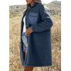 imageEVALESS Fuzzy Fleece Jackets for Women Fashion Long Sleeve Lapel Button Down Long Teddy Coat Faux Fur Warm Winter OutwearB Blue