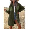 imageEVALESS Fuzzy Fleece Jackets for Women Fashion Long Sleeve Lapel Button Down Long Teddy Coat Faux Fur Warm Winter OutwearB Green