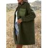 imageEVALESS Fuzzy Fleece Jackets for Women Fashion Long Sleeve Lapel Button Down Long Teddy Coat Faux Fur Warm Winter OutwearB Green
