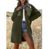 imageEVALESS Fuzzy Fleece Jackets for Women Fashion Long Sleeve Lapel Button Down Long Teddy Coat Faux Fur Warm Winter OutwearB Green