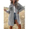 imageEVALESS Fuzzy Fleece Jackets for Women Fashion Long Sleeve Lapel Button Down Long Teddy Coat Faux Fur Warm Winter OutwearD Gray