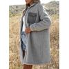 imageEVALESS Fuzzy Fleece Jackets for Women Fashion Long Sleeve Lapel Button Down Long Teddy Coat Faux Fur Warm Winter OutwearD Gray
