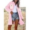 imageEVALESS Fuzzy Fleece Jackets for Women Fashion Long Sleeve Lapel Button Down Long Teddy Coat Faux Fur Warm Winter OutwearD Pink