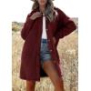 imageEVALESS Fuzzy Fleece Jackets for Women Fashion Long Sleeve Lapel Button Down Long Teddy Coat Faux Fur Warm Winter OutwearD Red