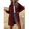 imageEVALESS Fuzzy Fleece Jackets for Women Fashion Long Sleeve Lapel Button Down Long Teddy Coat Faux Fur Warm Winter OutwearD Red