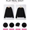 imageEVALESS Hoodies for Women Long Sleeve Patchwork Waffle Knit Drawstring Oversized Hooded Sweatshirt Tops Fashion 2025Black