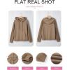 imageEVALESS Hoodies for Women Long Sleeve Patchwork Waffle Knit Drawstring Oversized Hooded Sweatshirt Tops Fashion 2025Dark Khaki