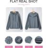 imageEVALESS Hoodies for Women Long Sleeve Patchwork Waffle Knit Drawstring Oversized Hooded Sweatshirt Tops Fashion 2025Dusk Blue