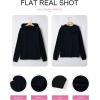 imageEVALESS Hoodies for Women Long Sleeve Patchwork Waffle Knit Drawstring Oversized Hooded Sweatshirt Tops Fashion 2025Navy Blue
