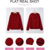 imageEVALESS Hoodies for Women Long Sleeve Patchwork Waffle Knit Drawstring Oversized Hooded Sweatshirt Tops Fashion 2025Red