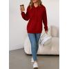 imageEVALESS Hoodies for Women Long Sleeve Patchwork Waffle Knit Drawstring Oversized Hooded Sweatshirt Tops Fashion 2025Red