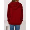 imageEVALESS Hoodies for Women Long Sleeve Patchwork Waffle Knit Drawstring Oversized Hooded Sweatshirt Tops Fashion 2025Red