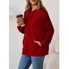 imageEVALESS Hoodies for Women Long Sleeve Patchwork Waffle Knit Drawstring Oversized Hooded Sweatshirt Tops Fashion 2025Red