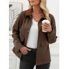 imageEVALESS Jackets for Women Fall Fashion 2025 Lightweight Coat Button Down Cropped Shackets With PocketsDark Brown