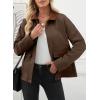 imageEVALESS Jackets for Women Fall Fashion 2025 Lightweight Coat Button Down Cropped Shackets With PocketsDark Brown