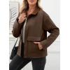 imageEVALESS Jackets for Women Fall Fashion 2025 Lightweight Coat Button Down Cropped Shackets With PocketsDark Brown