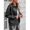 imageEVALESS Leather Jacket Women Faux Motorcycle Coats Fashion Oversized Bomber Zip Up Jackets Trendy Fall Winter Outfits 2025Black