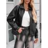 imageEVALESS Leather Jacket Women Faux Motorcycle Coats Fashion Oversized Bomber Zip Up Jackets Trendy Fall Winter Outfits 2025Black