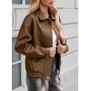 imageEVALESS Leather Jacket Women Faux Motorcycle Coats Fashion Oversized Bomber Zip Up Jackets Trendy Fall Winter Outfits 2025Chestnut