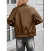 imageEVALESS Leather Jacket Women Faux Motorcycle Coats Fashion Oversized Bomber Zip Up Jackets Trendy Fall Winter Outfits 2025Chestnut