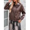 imageEVALESS Leather Jacket Women Faux Motorcycle Coats Fashion Oversized Bomber Zip Up Jackets Trendy Fall Winter Outfits 2025Coffee Brown