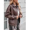 imageEVALESS Leather Jacket Women Faux Motorcycle Coats Fashion Oversized Bomber Zip Up Jackets Trendy Fall Winter Outfits 2025Coffee Brown