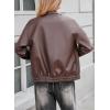imageEVALESS Leather Jacket Women Faux Motorcycle Coats Fashion Oversized Bomber Zip Up Jackets Trendy Fall Winter Outfits 2025Coffee Brown