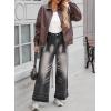 imageEVALESS Leather Jacket Women Faux Motorcycle Coats Fashion Oversized Bomber Zip Up Jackets Trendy Fall Winter Outfits 2025Coffee Brown